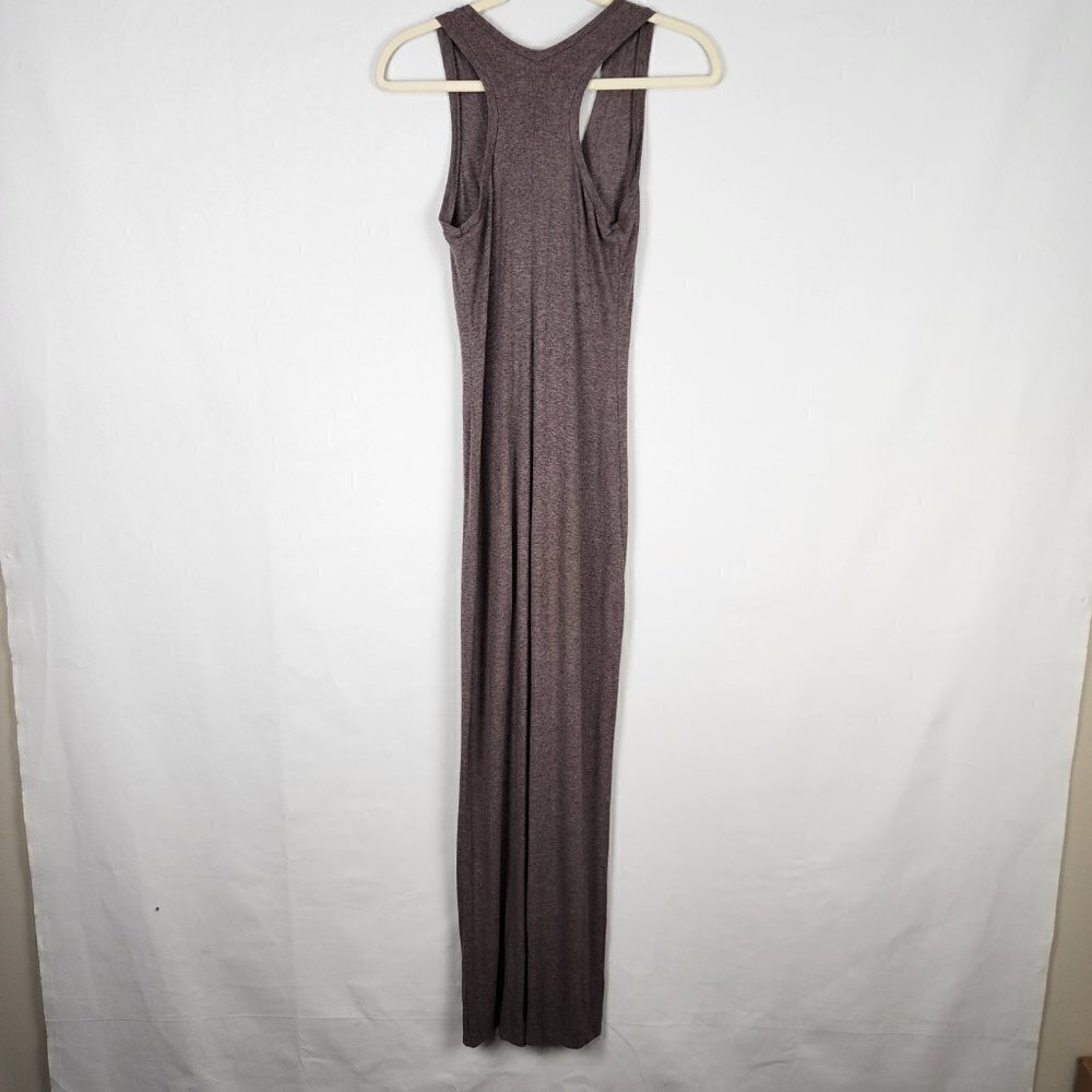 Heather Ribbed Full Button Up Bodycon Racerback Maxi‎ Dress S - Picture 2 of 5